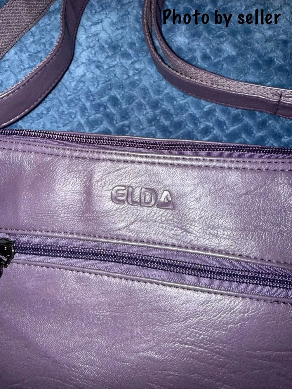 ELDA Purple Faux Leather Multi-Pocket Crossbody Bag Shoulder Purse